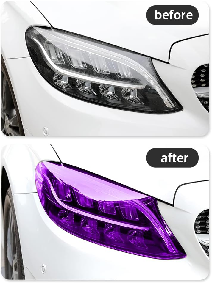 wedfish 12 X 48inch Car Light Tint Film, Cuttable&Stretchability Car Headlight Taillight Fog Light Vivid Vinyl Wrap Protector,Non-Marking Self-Adhesive Decals Car Decor (Purple) - Image 5
